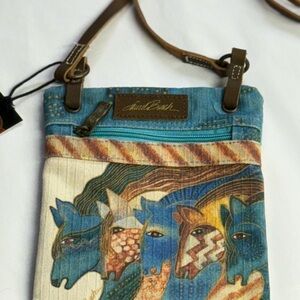 Chala Artistic Blue and Tan Crossbody Bag